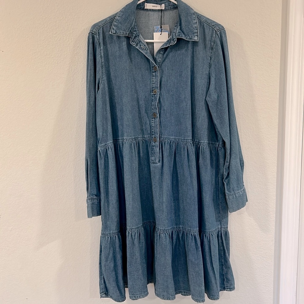 NWT MNG Denim ruffled dress (S)